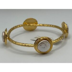 Susan Shaw Becca Bangle Pearl Gold Tone Bracelet